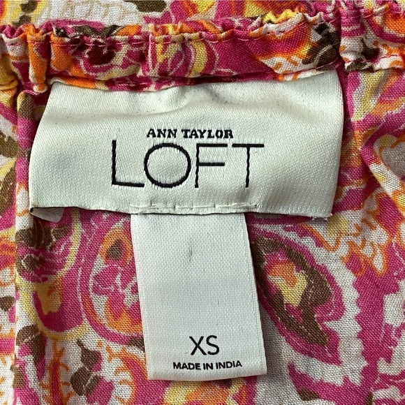 ANN Taylor LOFT Short Puff Sleeve Paisley Blouse - Picture 8 of 11